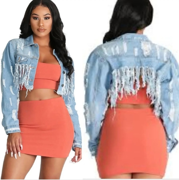 Fringe jean jacket - Picture 1 of 3